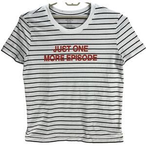Mighty Fine Top Womens Plus 3X Black White Striped Just One More Episode STAINS